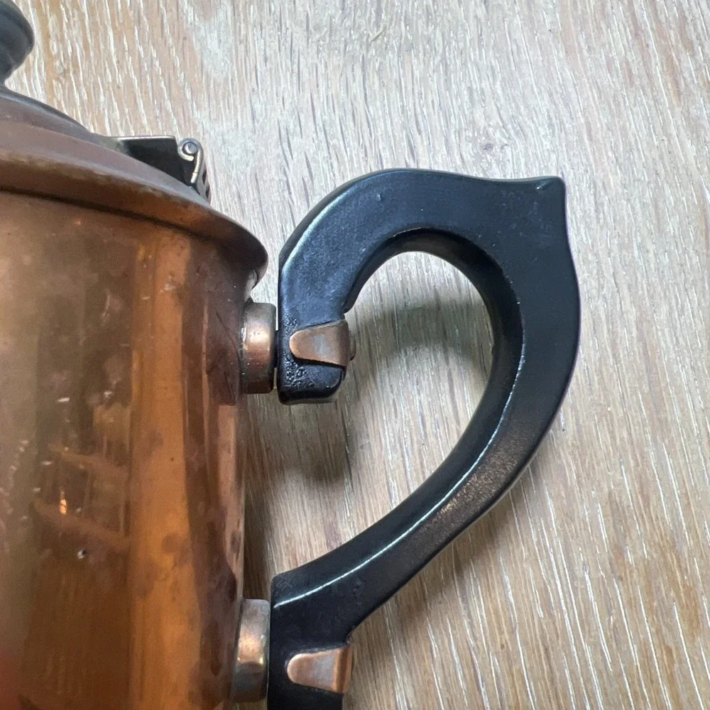 Vintage Tea Kettle 1-2 cup Brass  Heavy Black Handle